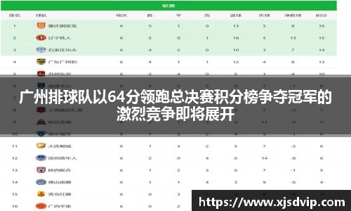 广州排球队以64分领跑总决赛积分榜争夺冠军的激烈竞争即将展开